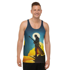 Vibrant SurArt 113 Men's Tank Top showcasing unique, surf-inspired artwork for fashion-forward individuals.