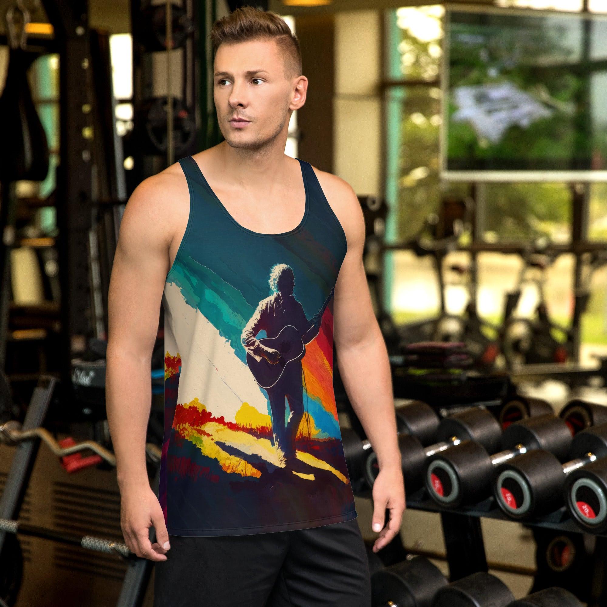 Dynamic SurArt 116 Men's Tank Top featuring bold, artistic surf designs for a distinctive look.