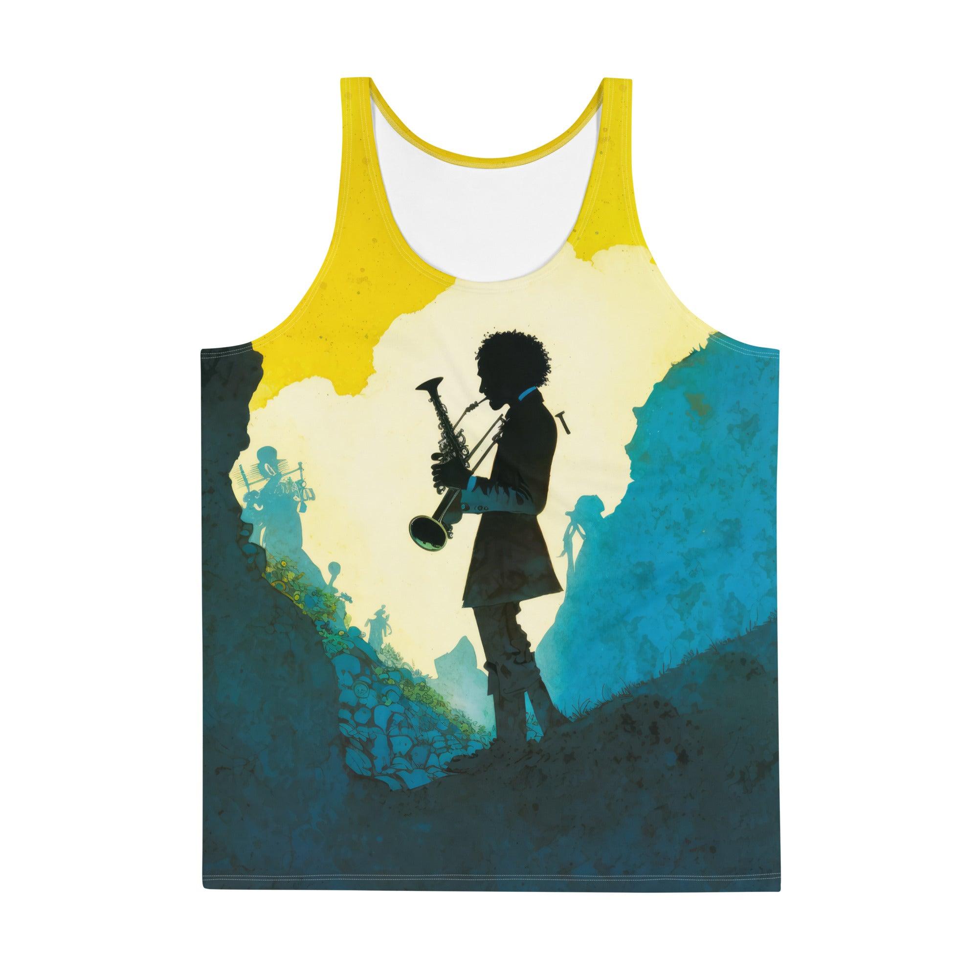 Vibrant SurArt 124 Men's Tank Top showcasing unique, bold artwork for surf enthusiasts.