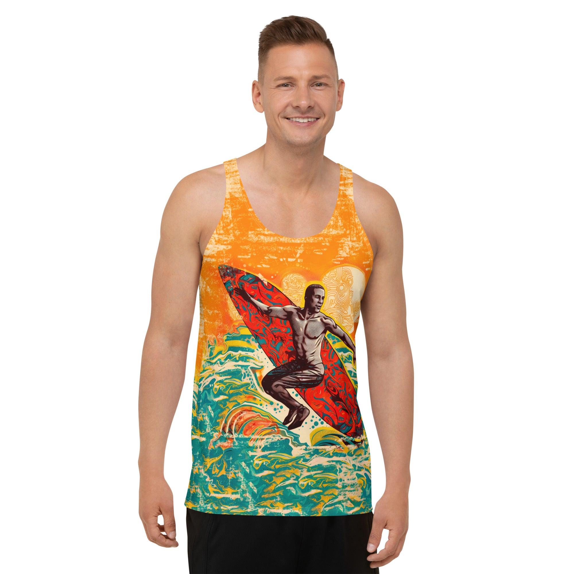 Surfing Soul All-Over Print Men's Tank Top Ride The Ocean's Rhythm - Beyond T-shirts