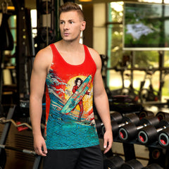 "Men's Surfer's Paradise All-Over Print Tank Top Ride The Waves In Paradise - Beyond T-shirts