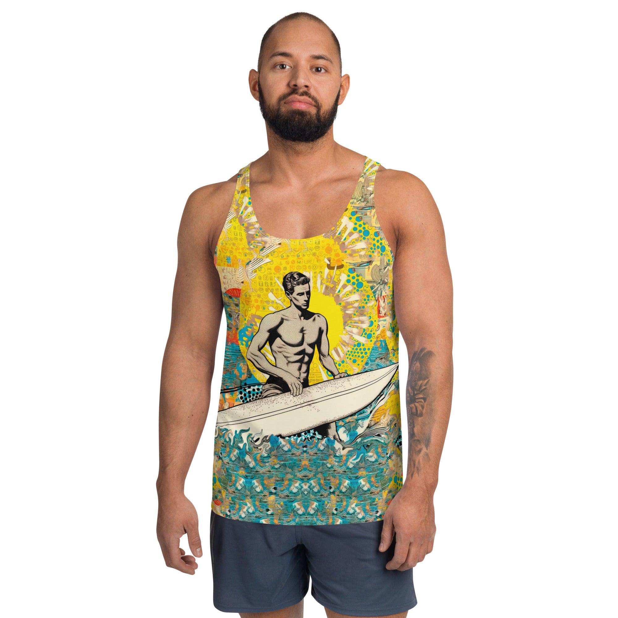 Men's Surfing Bliss All-Over Print Tank Top Embrace The Coastal Vibe - Beyond T-shirts