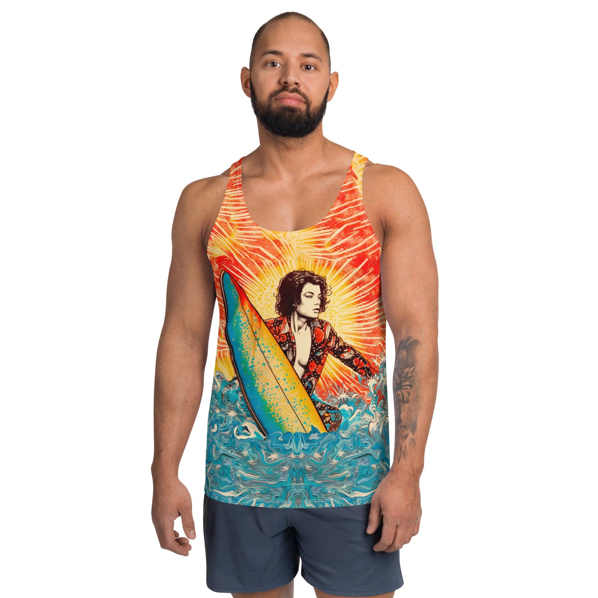 Tropical Surf All-Over Print Men's Tank Top Surfing Escape - Beyond T-shirts