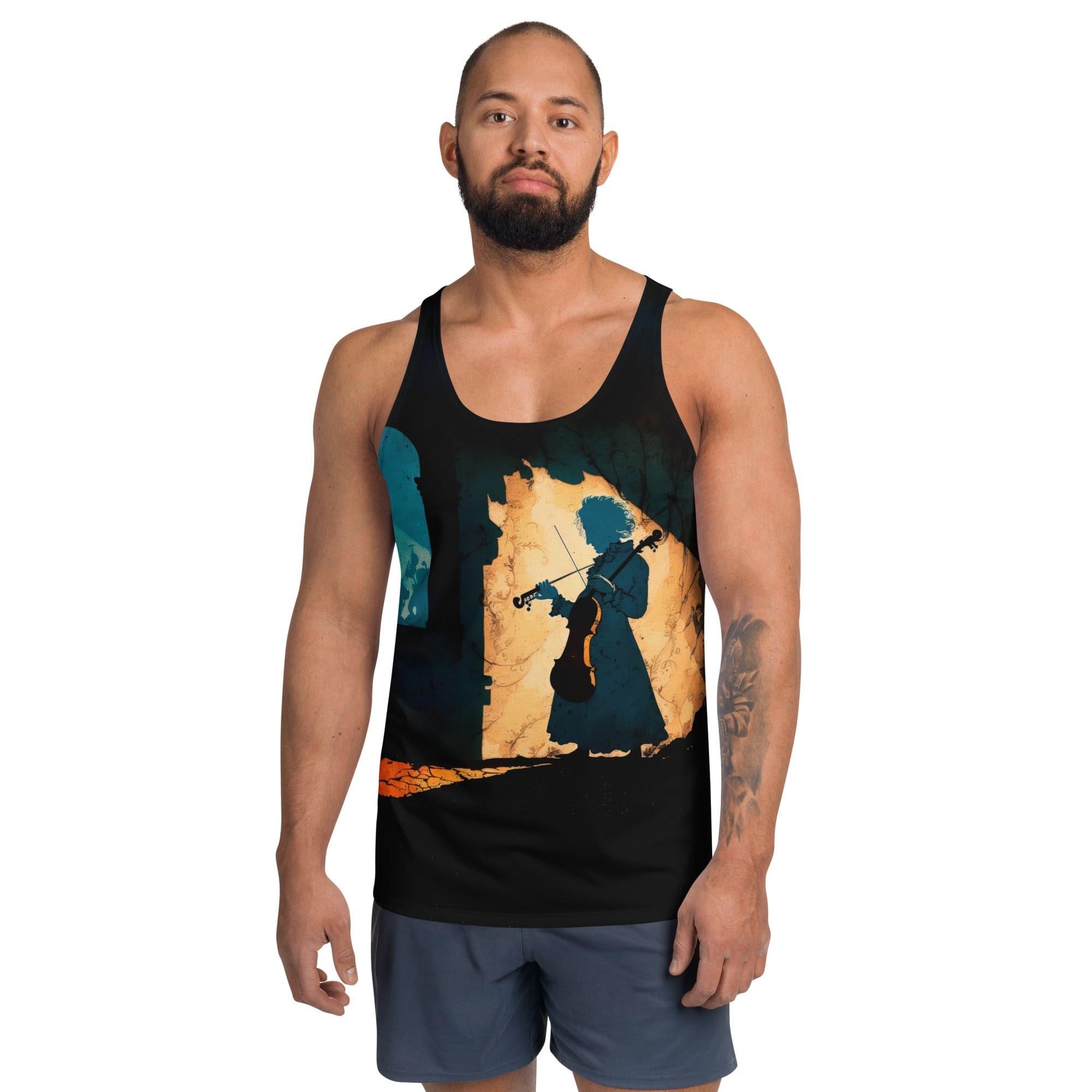 Symphony of Style: Men's All-Over Music Print Tank - Beyond T-shirts