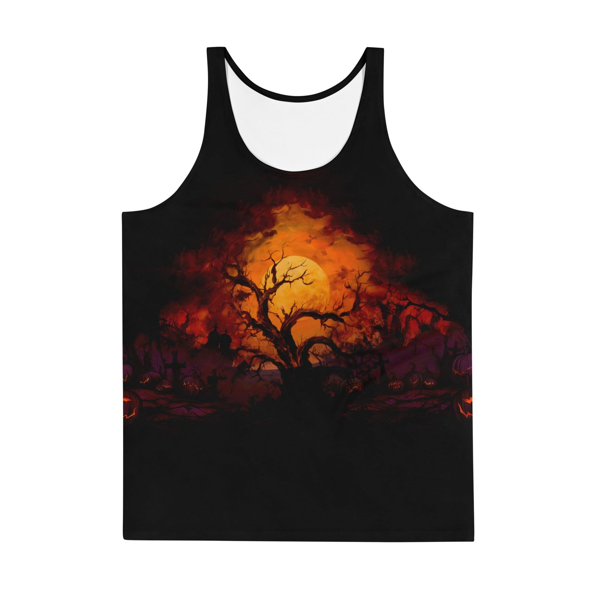 Witch's Broomstick Ride Men's Halloween Tank Top - Beyond T-shirts