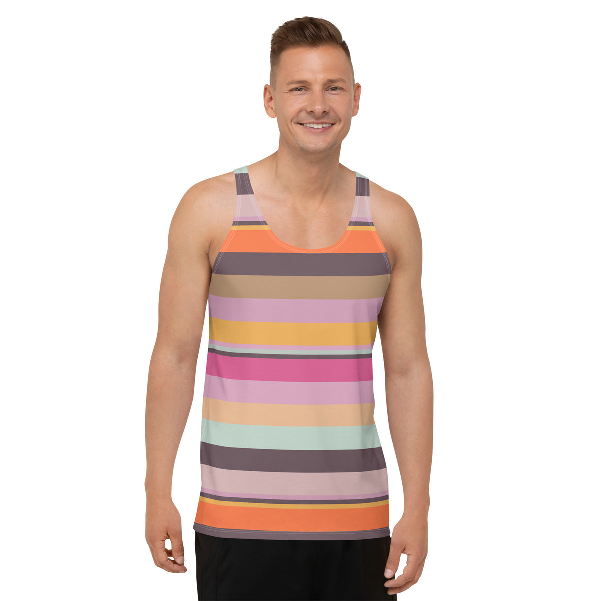 Psychedelic Prism Colorful Stripe All-Over Print Men's Tank Top