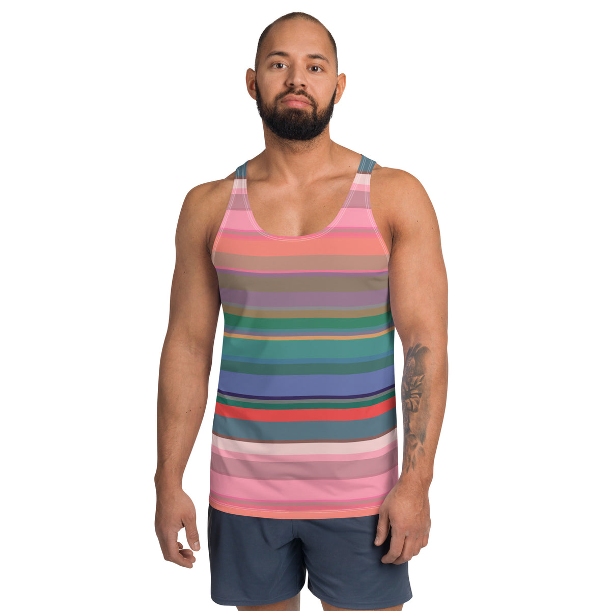 Electric Sunrise Colorful Stripe All-Over Print Men's Tank Top
