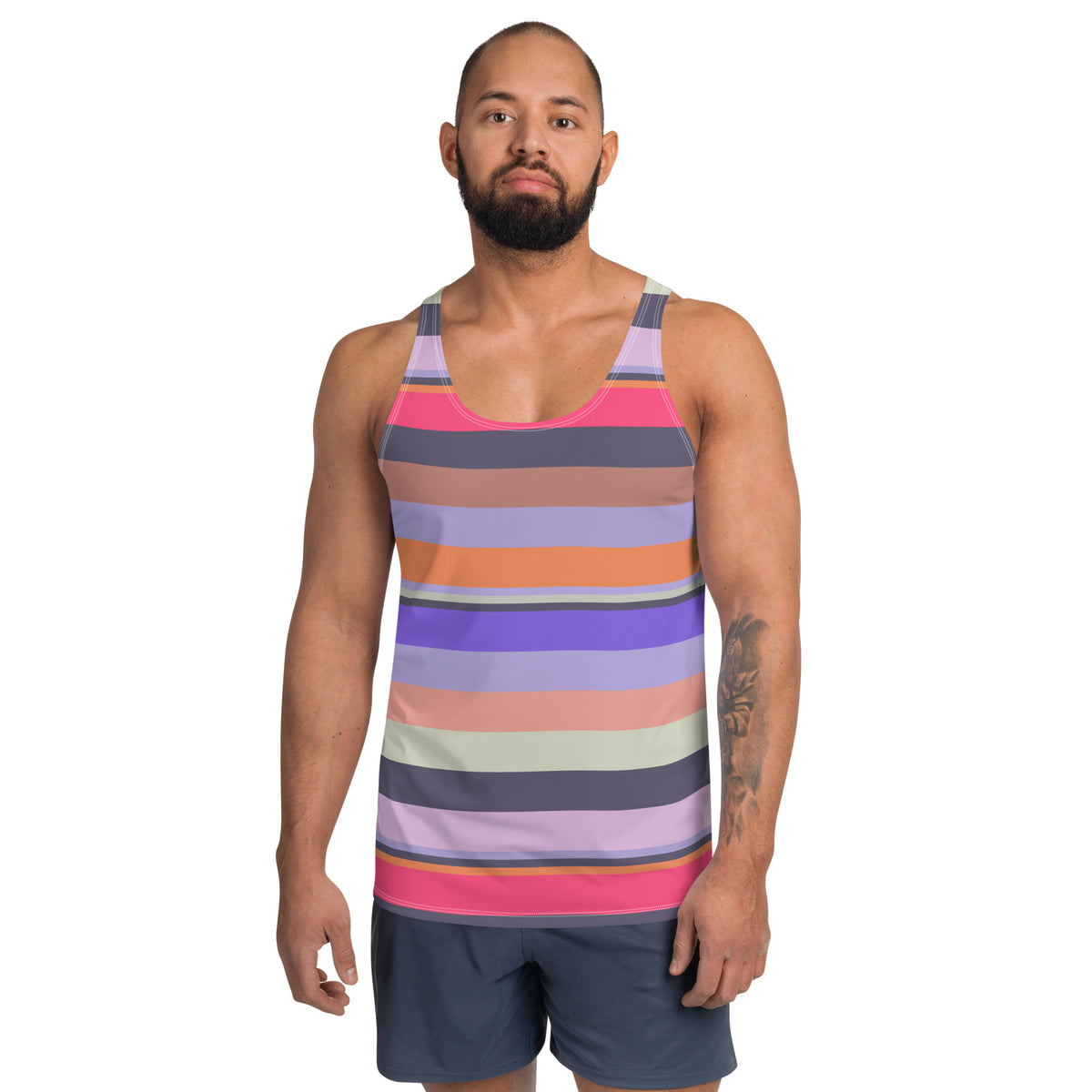 Galactic Rainbow Colorful Stripe All-Over Print Men's Tank Top