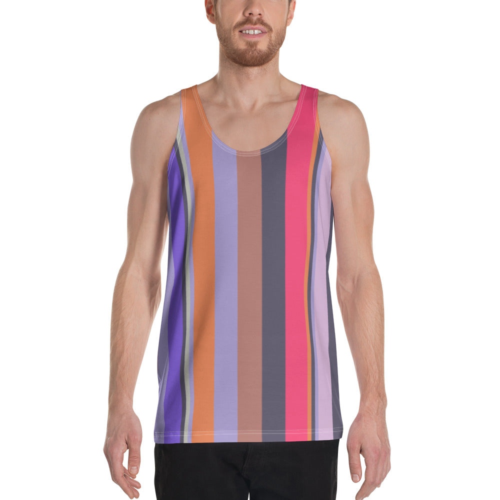 Retro Rainbow Blast Colorful Stripe All-Over Print Men's Tank Top