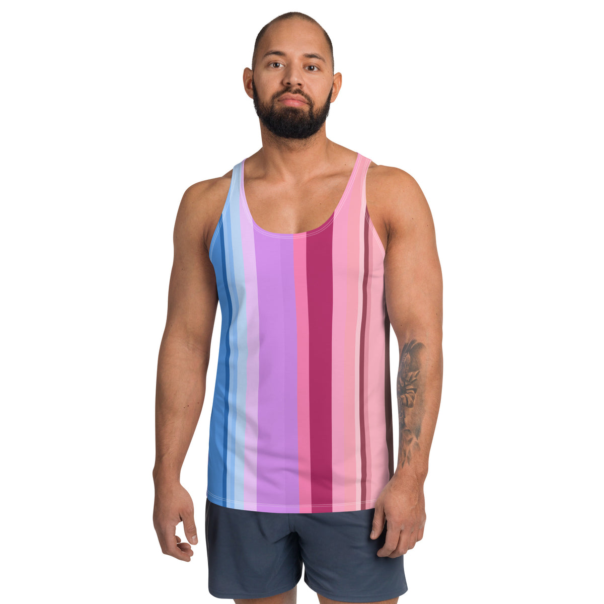 Aurora Borealis Colorful Stripe All-Over Print Men's Tank Top