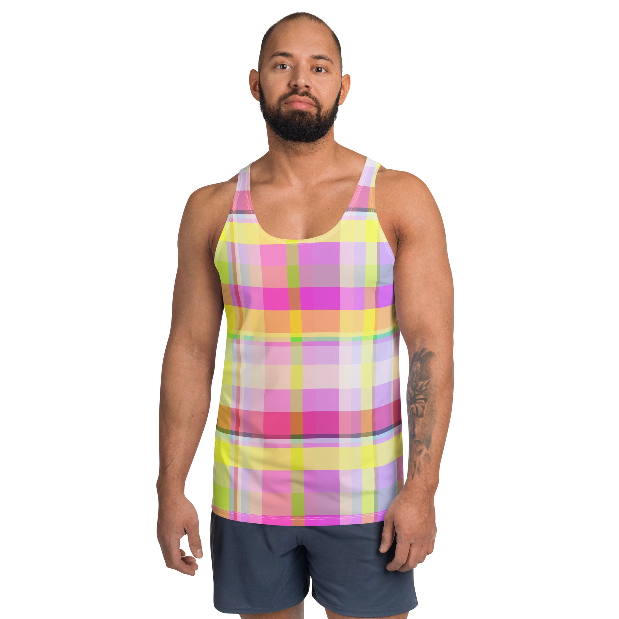 Festive Carnival Vibes Men's Tank Top, bringing the party spirit to your summer outfits.