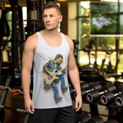 Melodic Vibes Men's Tank Top front view on model