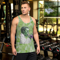 Reggae Harmony Men's Tank Top with colorful design on white background