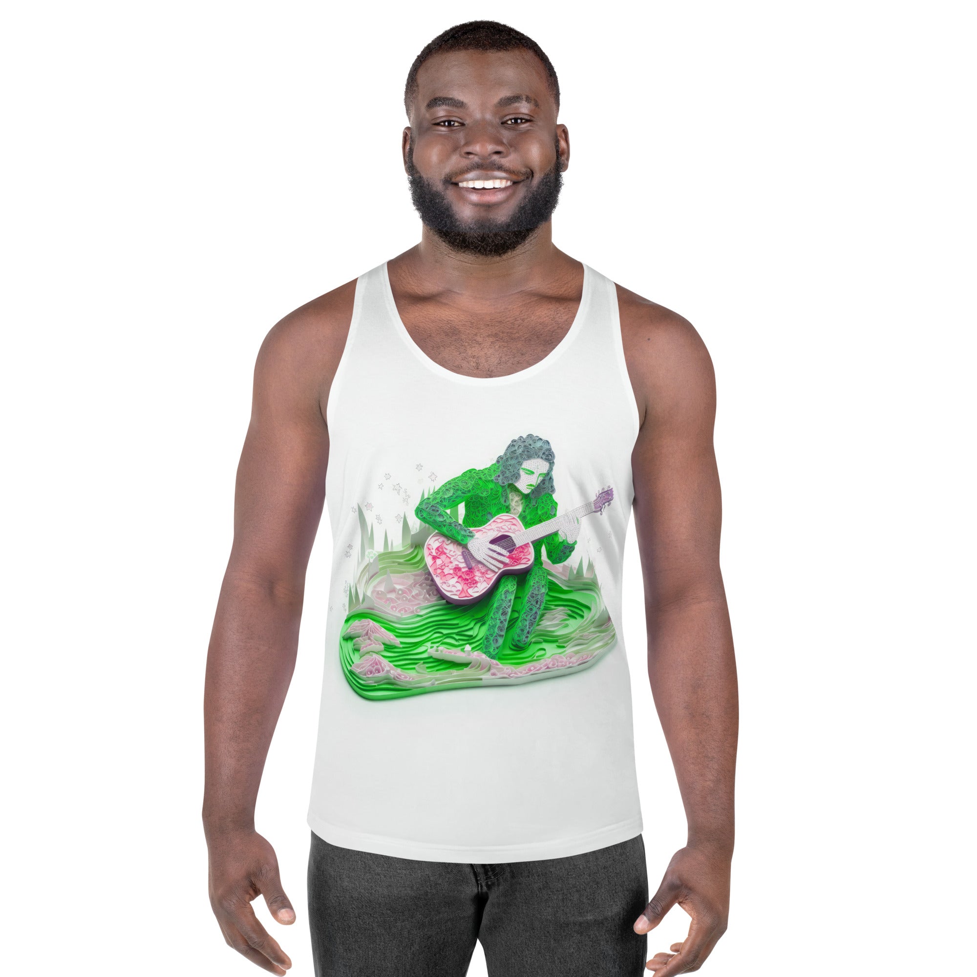 Elegant Classical Symphony Men's Tank Top on white background.