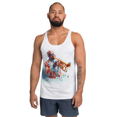 Origami Dreams tank top for men showcasing unique design on white background.