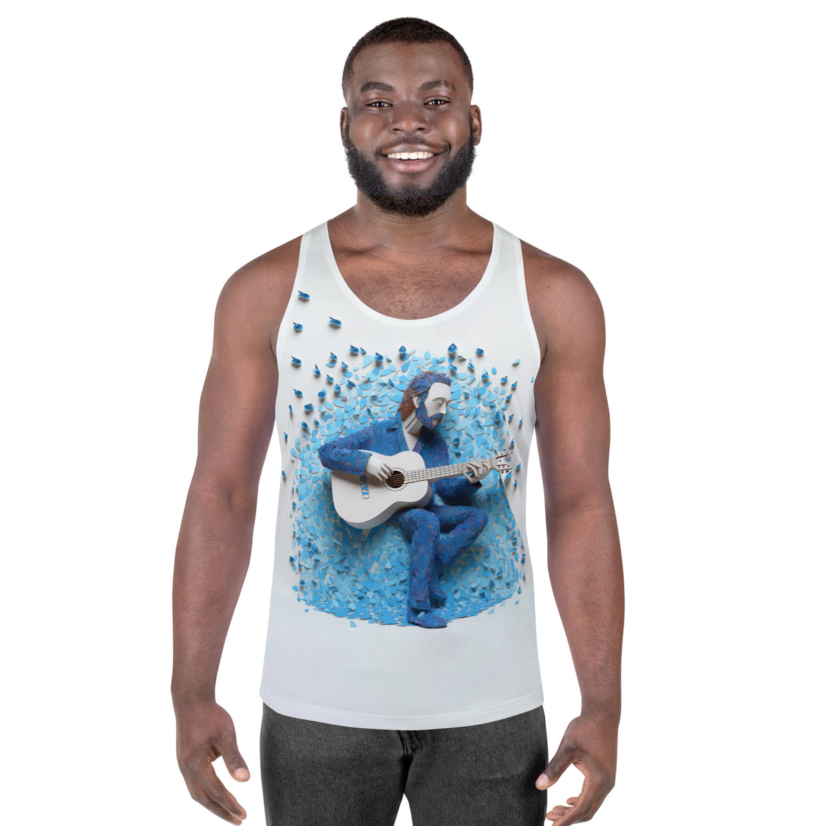 Zen Lotus Men's Tank Top front view on model