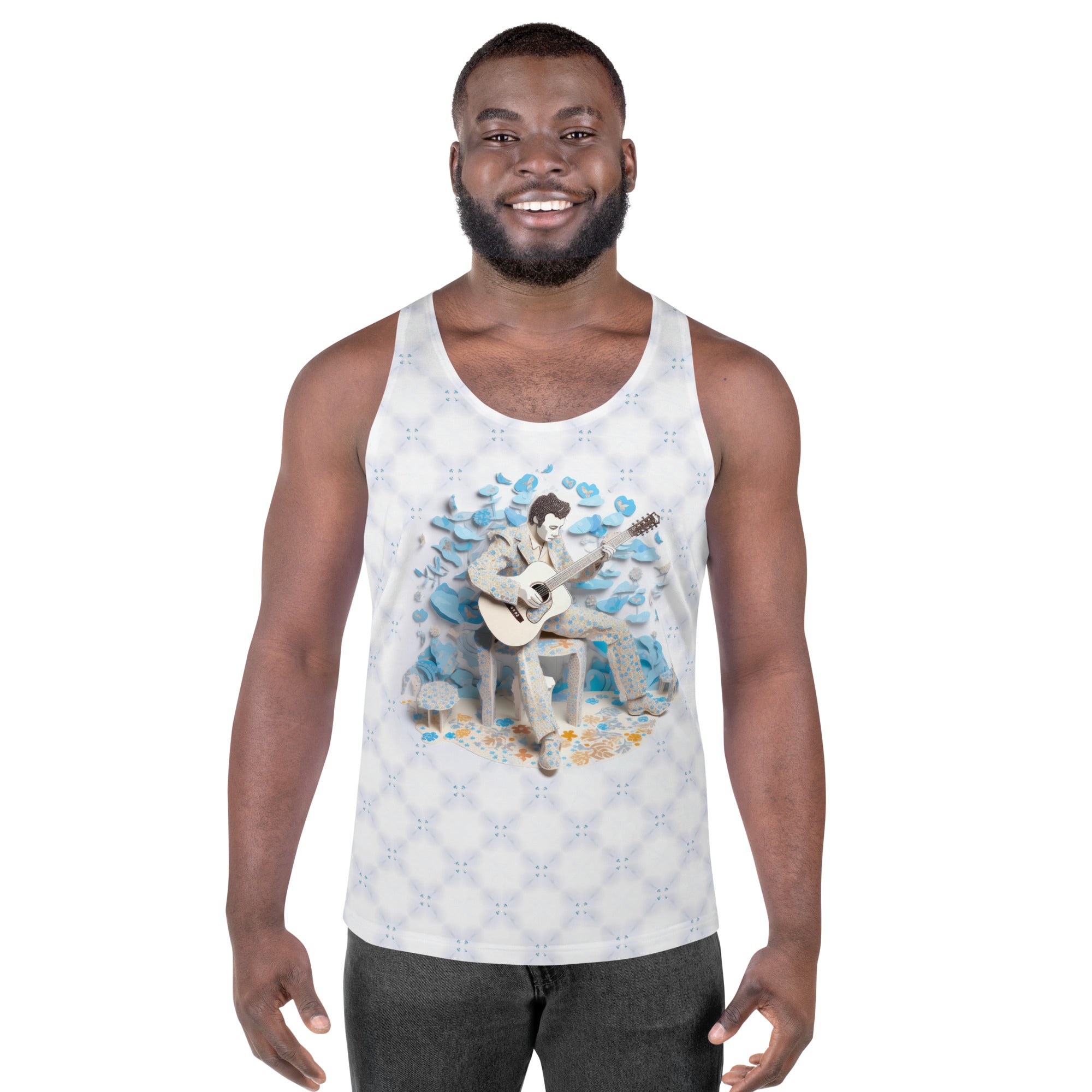 Osmic Navigator men's tank top front view on model