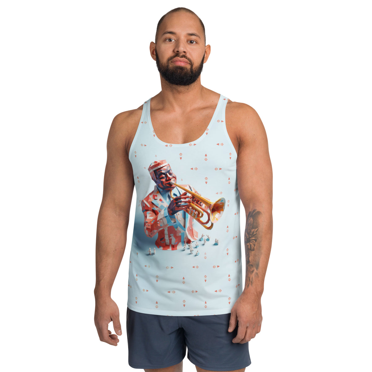 Mythical Guardians themed men's tank top in action.