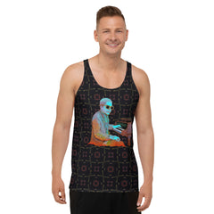 Pop Explosion men's colorful tank top front view.