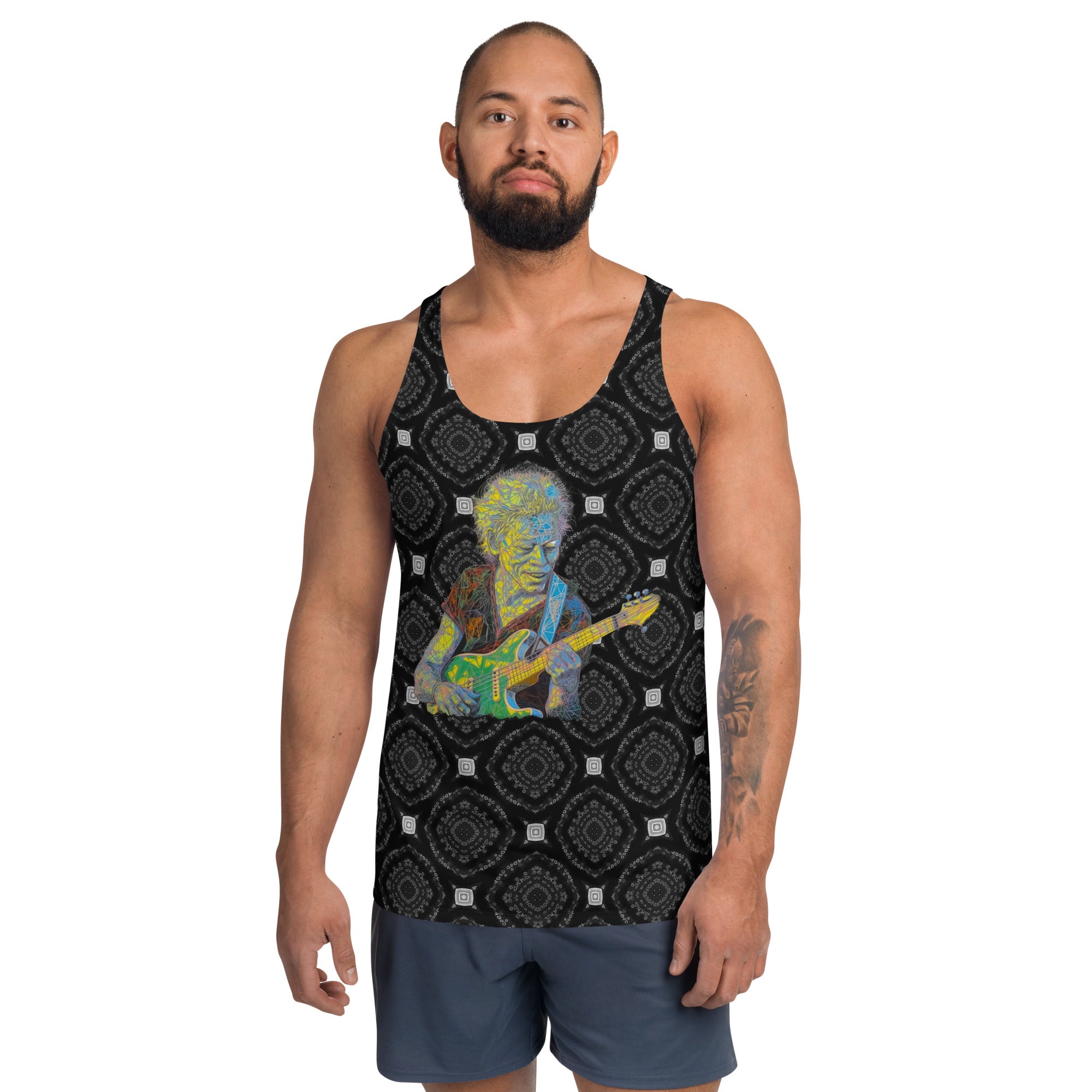 Retro comic design men's tank top in vibrant colors