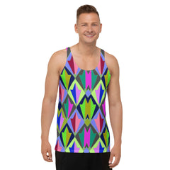 Model wearing Ethereal Garden Men's Tank Top in a casual pose