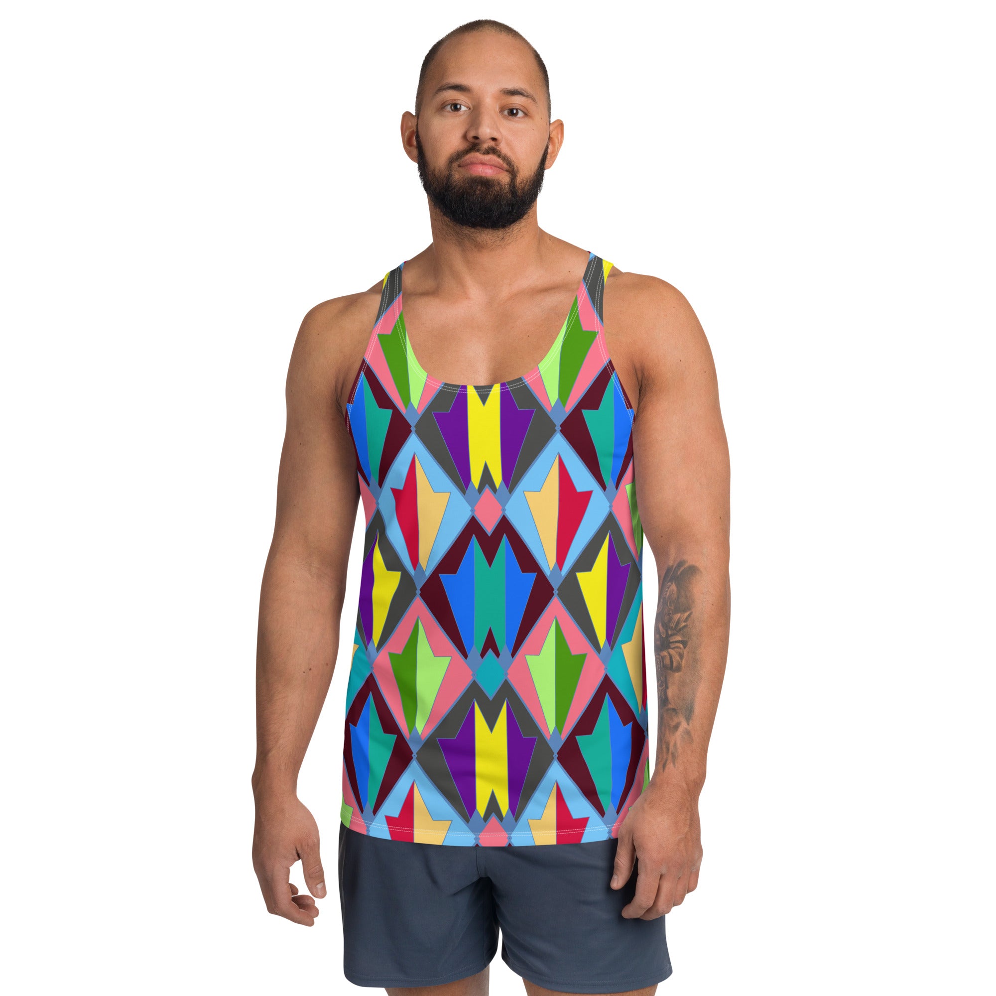 Vintage Opulence Men's Tank Top in a trendy urban setting