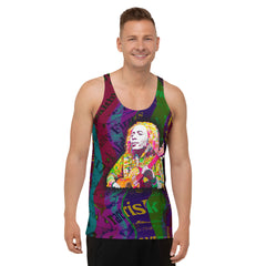 Free Spirit Floral Men's Tank Top on a clothing mannequin.