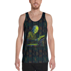 Botanical Bliss Men's Tank Top on a clothing mannequin.