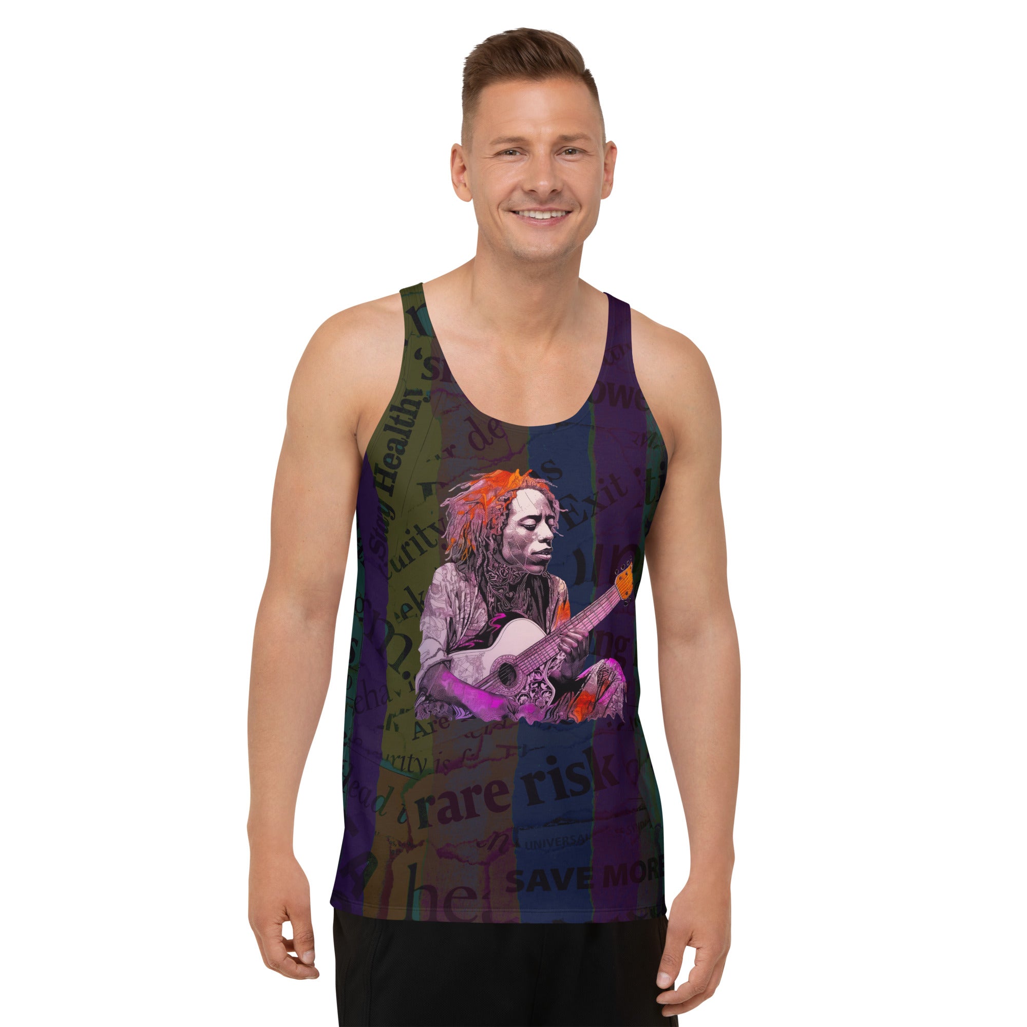 Flower Child Dreams Men's Tank Top on a clothing mannequin.