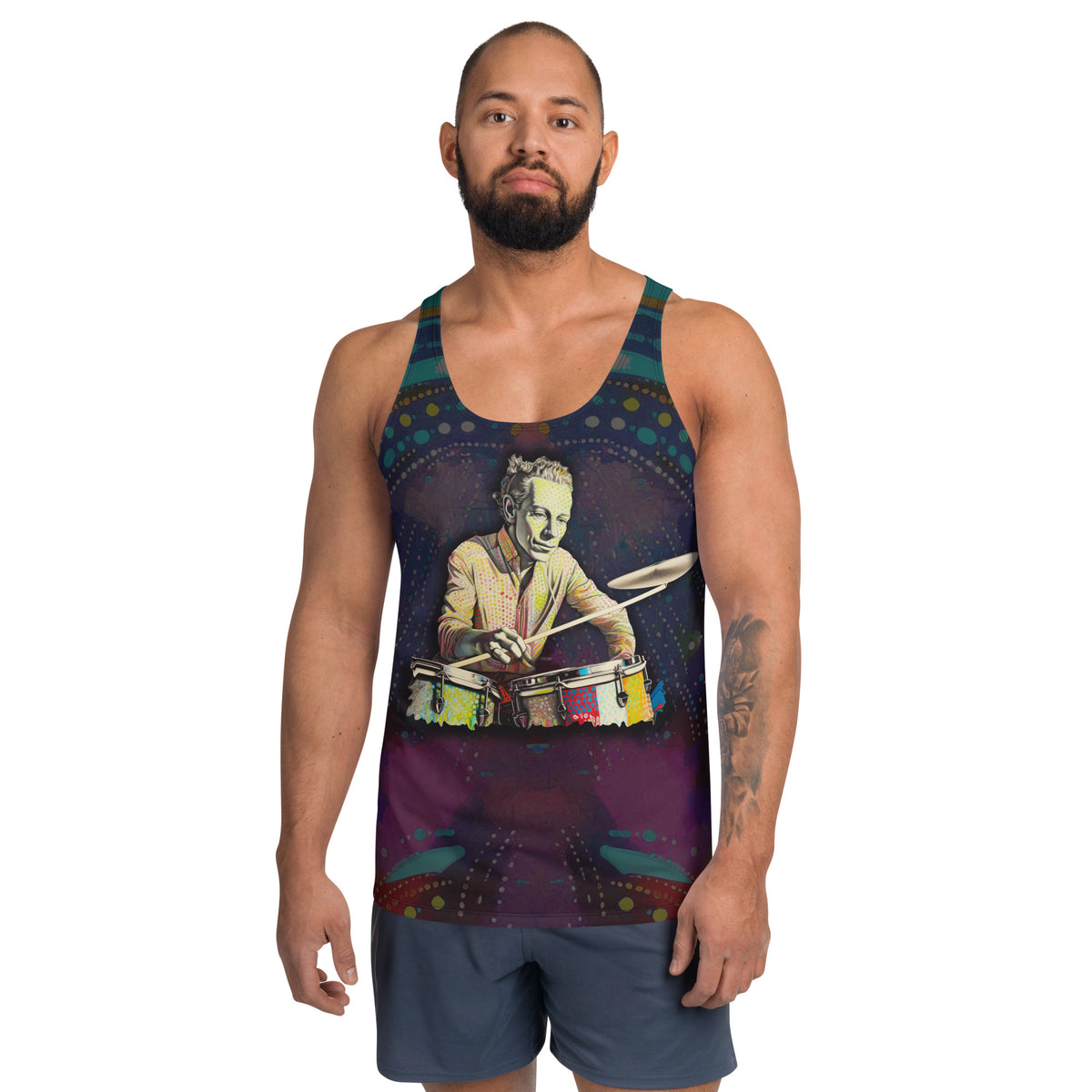 Floral Fantasy Men's Tank Top on a clothing mannequin.