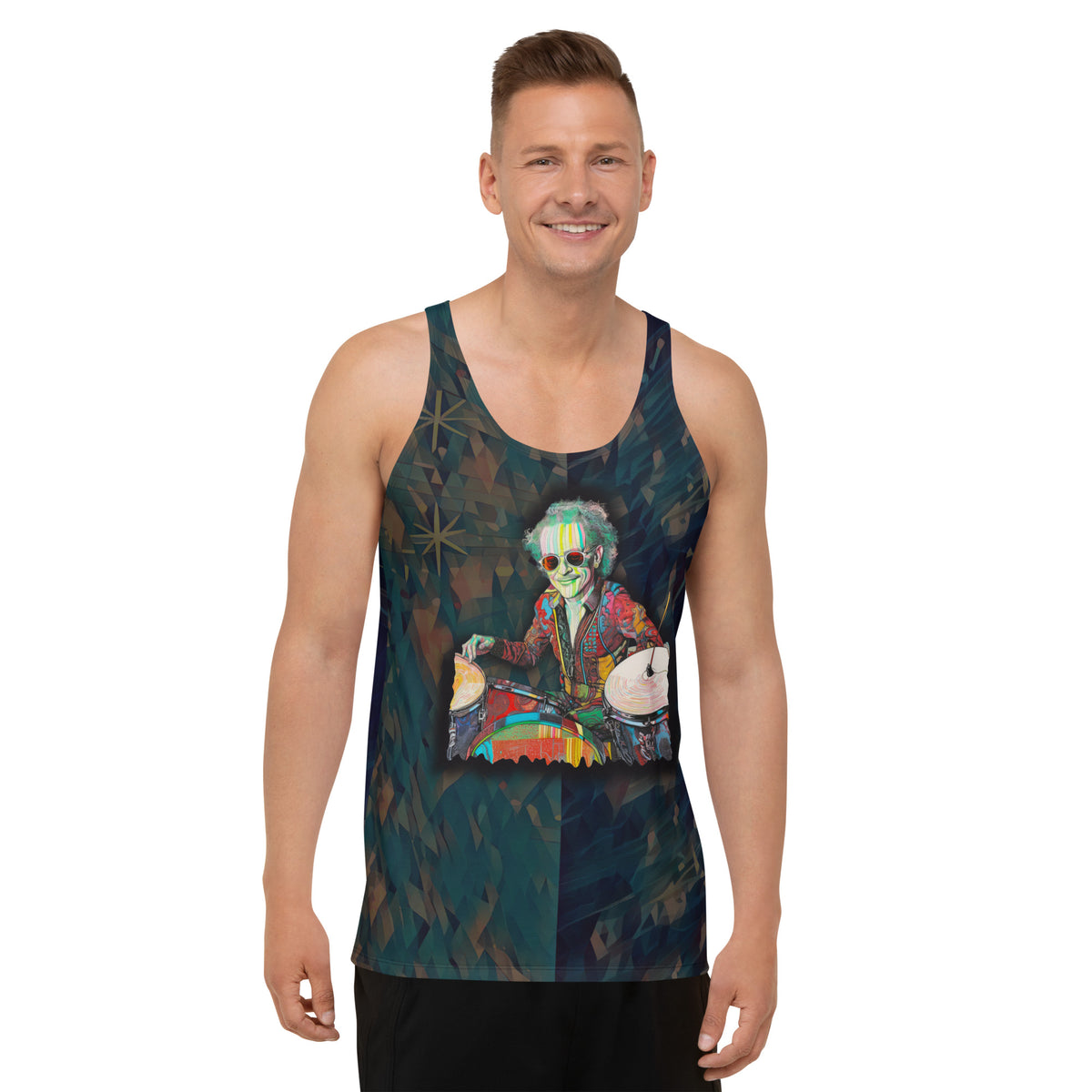 Bohemian Blossoms Men's Tank Top on a clothing mannequin.