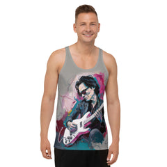 Man wearing Twilight Veil tank top outdoors.