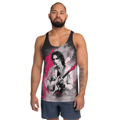 Noir Ripple tank top for men in stylish black.