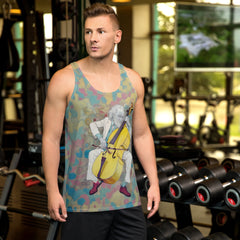 Front view of Rhythmic Wave Men's Tank Top highlighting its sleek design.