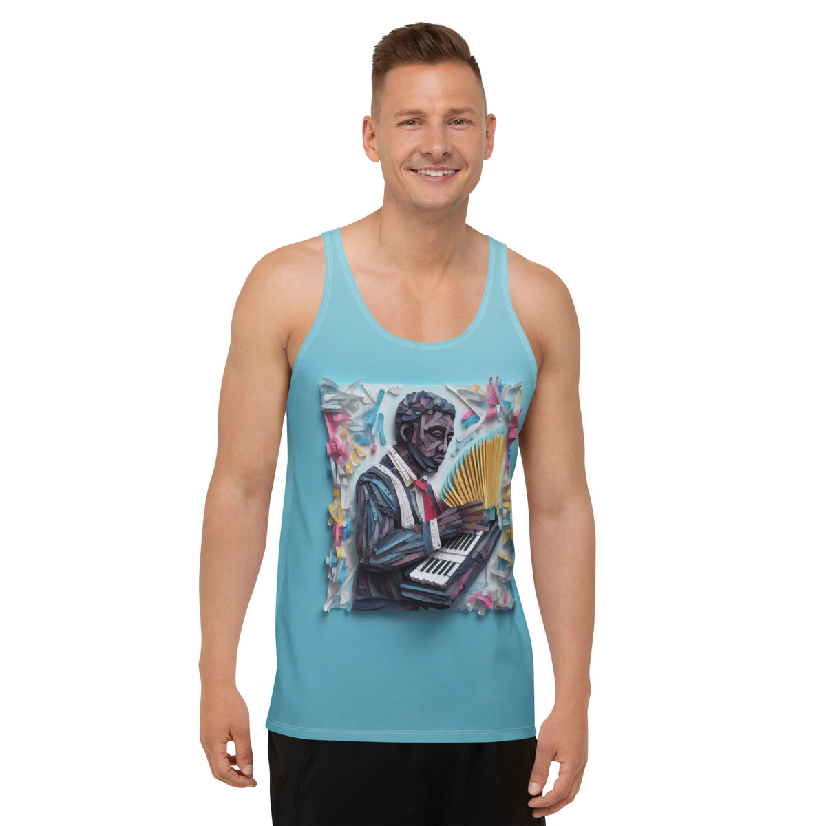 Men's Tank Top with Geometric Fox Design.