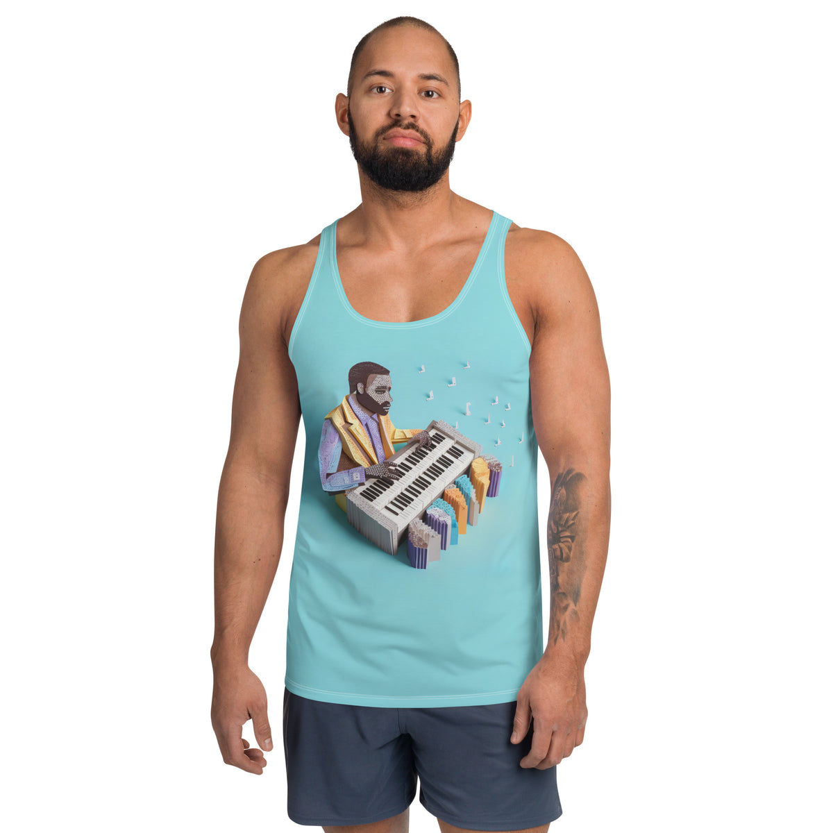 Men's Tank Top with Paper Lotus Reflection Design.