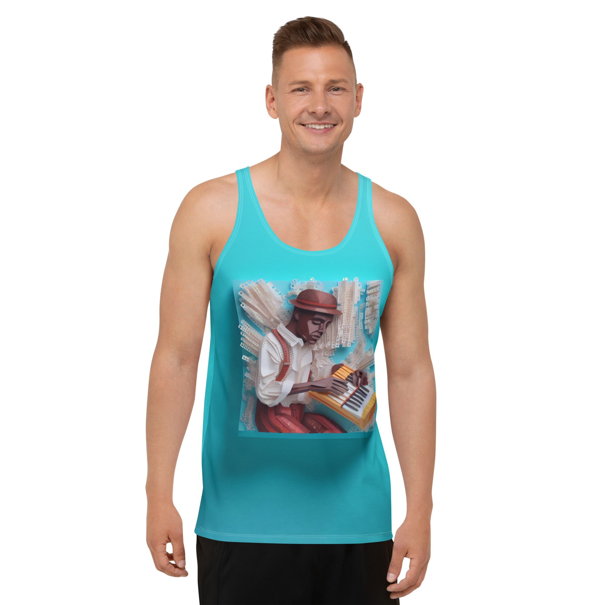 Men's Tank Top with Papercut Eagle Ascent Design.