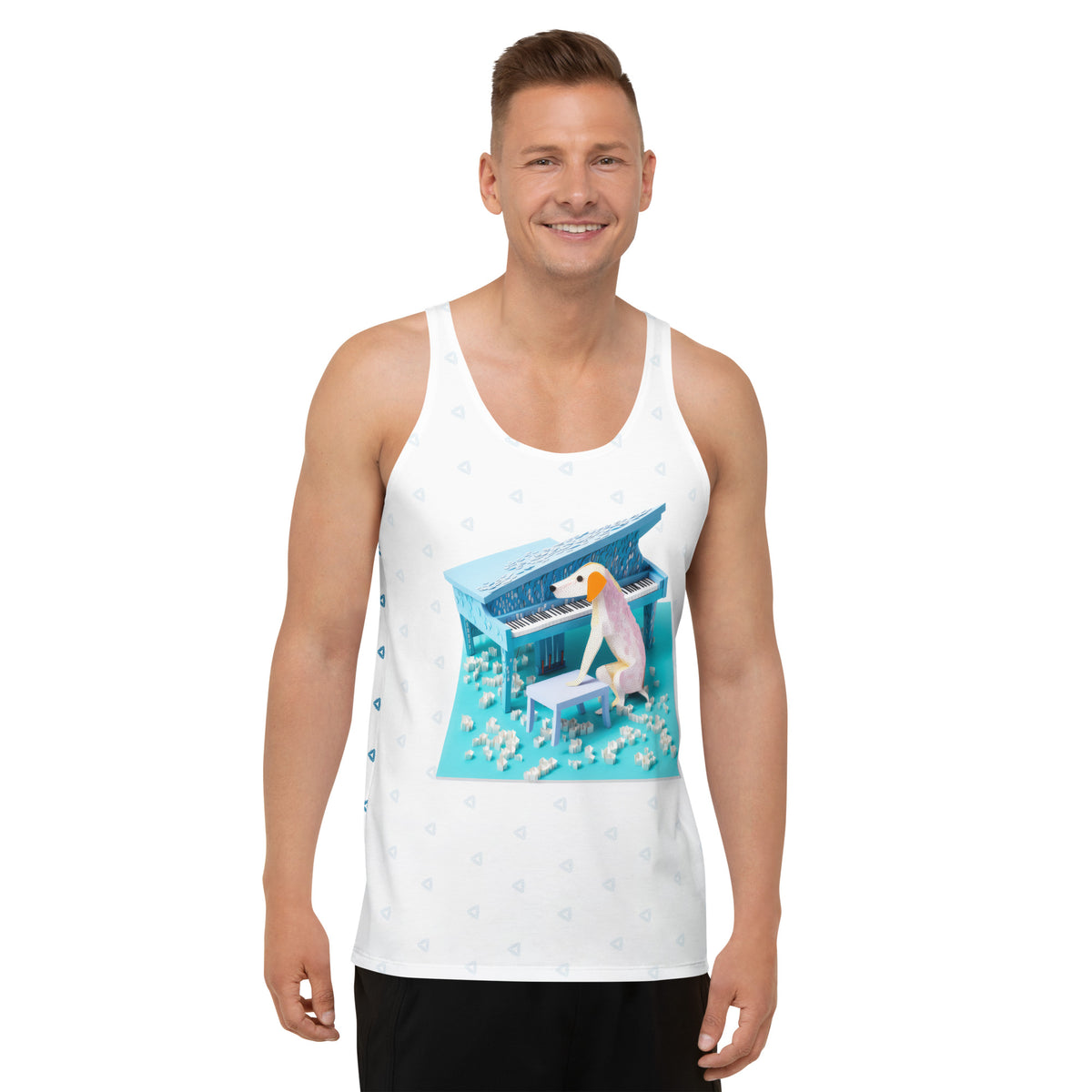 Kirigami Phoenix Flight Men's Tank Top with intricate design.