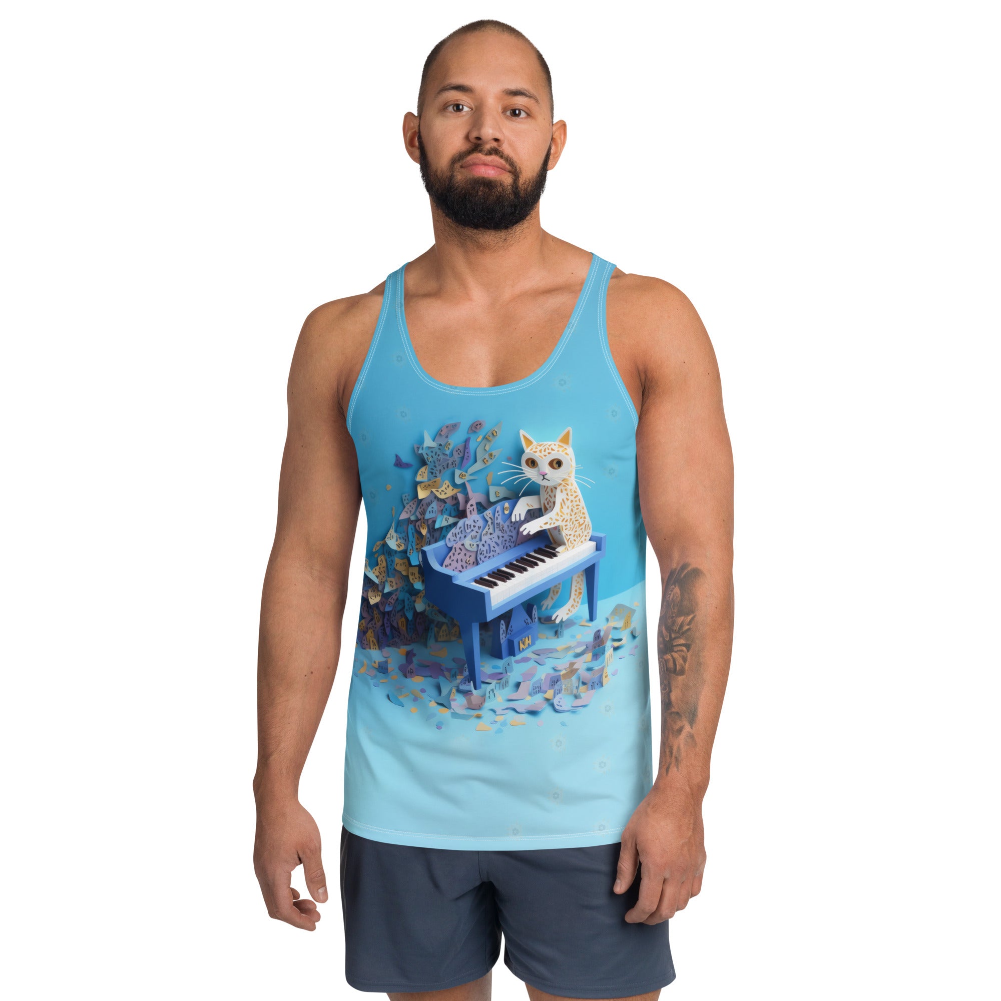 Paper Wolf Howl Men's Tank Top with bold wolf design.