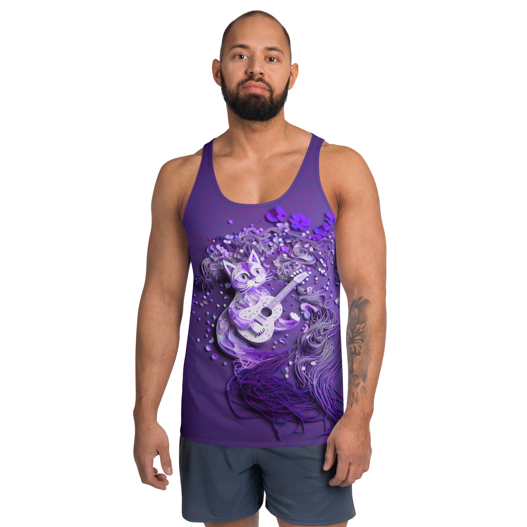 Kirigami Owl Wisdom Men's Tank Top with intricate owl design.