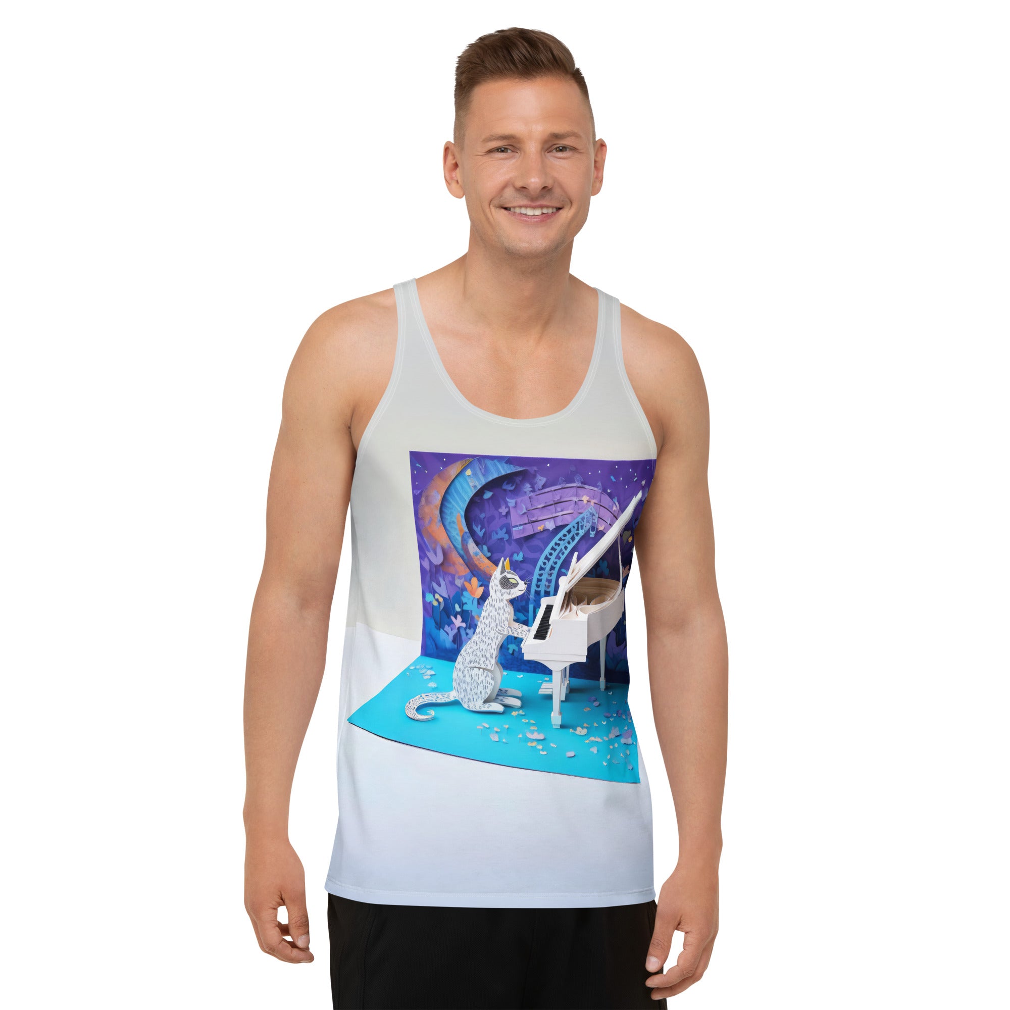 Stylish Origami Frog Leap tank top for men.