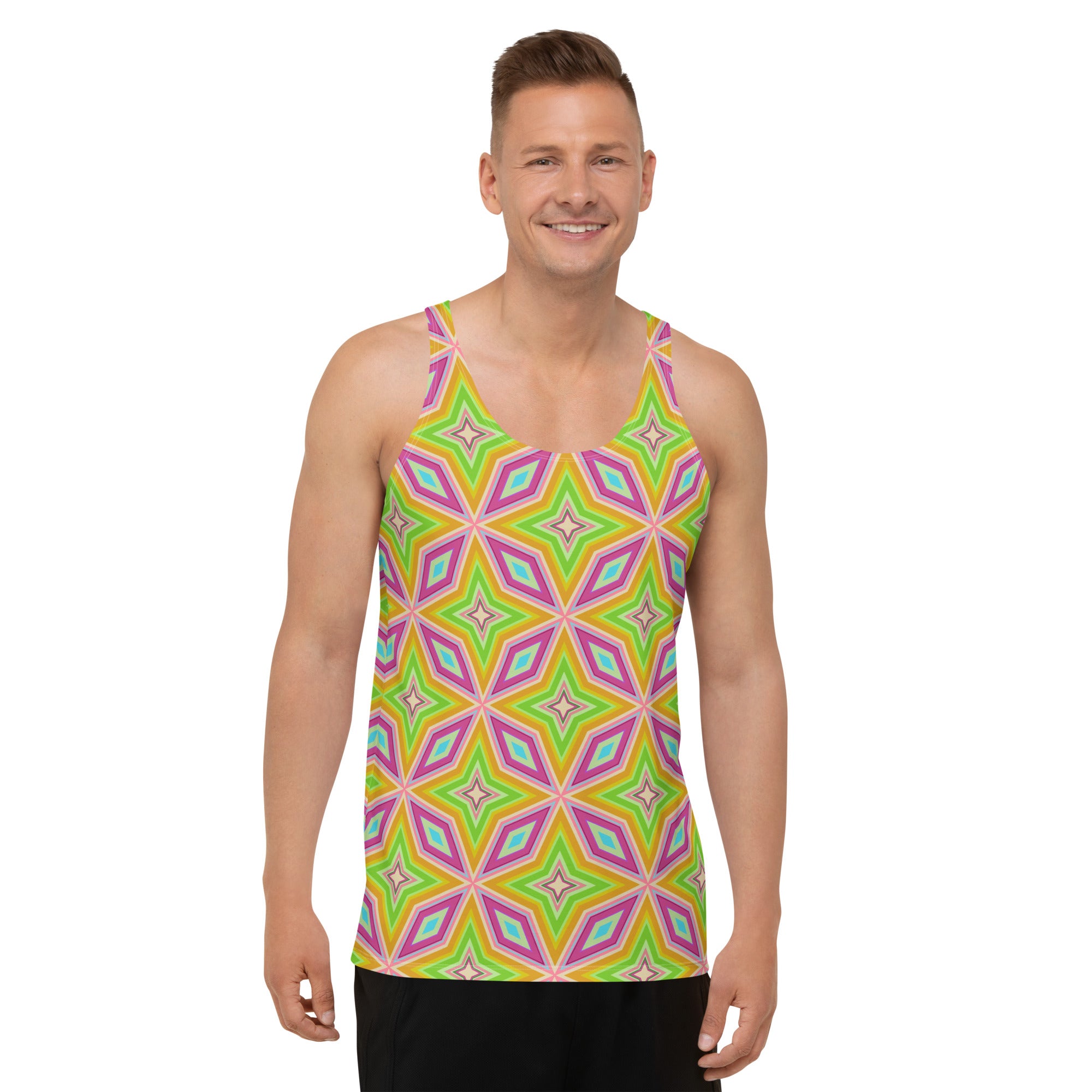 Man wearing Cosmic Patterns Tank Top at the gym