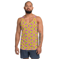 Men's tank top with ethnic patterns.