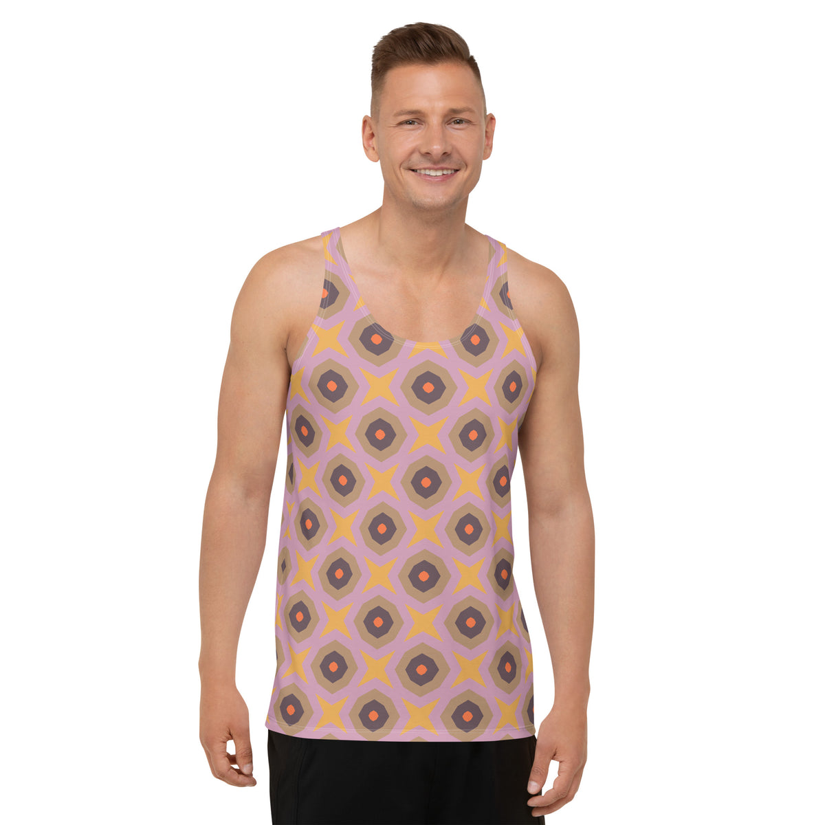 Tropical Bliss tank top for men with palm prints