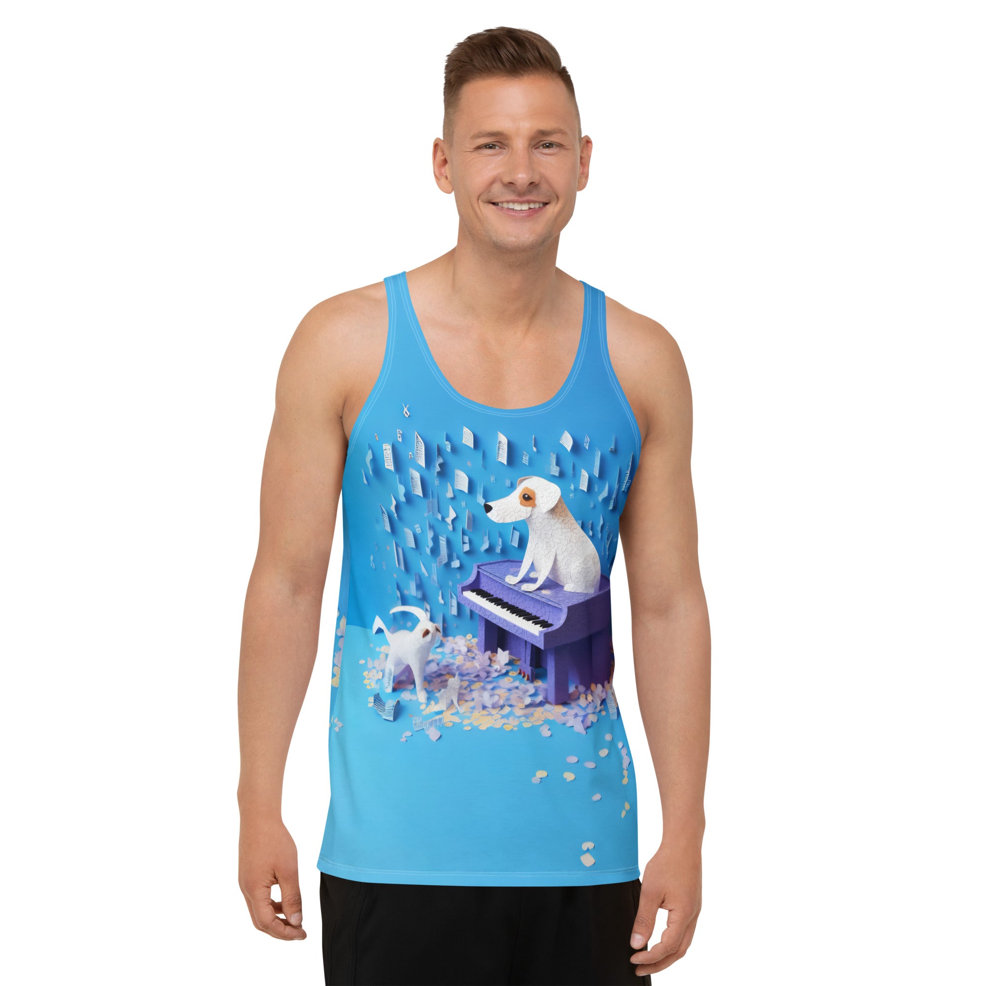 Comfortable Paper Peony Bloom Men's Tank Top for summer wear.