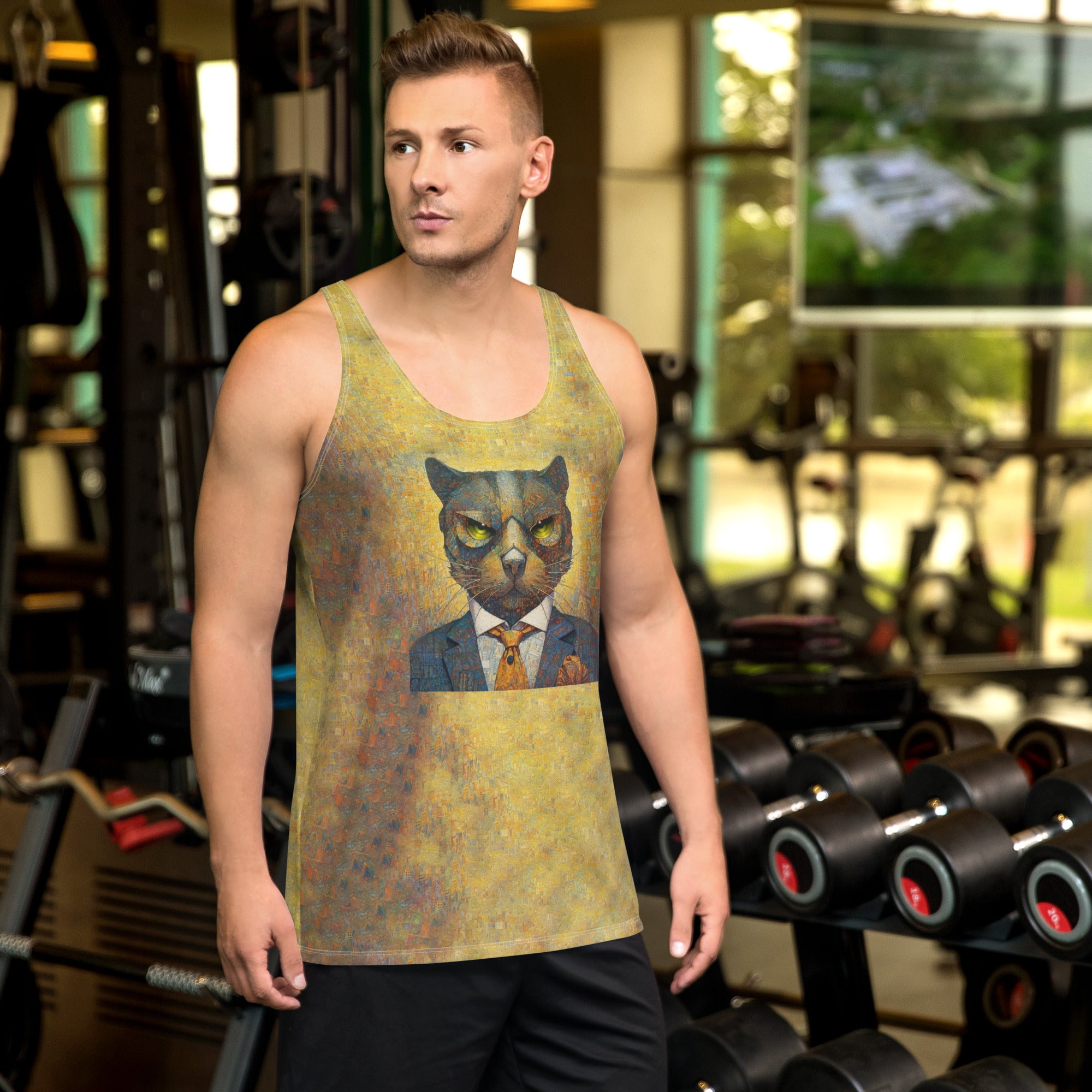 Men's tank top with canine print design