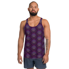 Man wearing Dynamic Dots Men's Tank Top outdoors