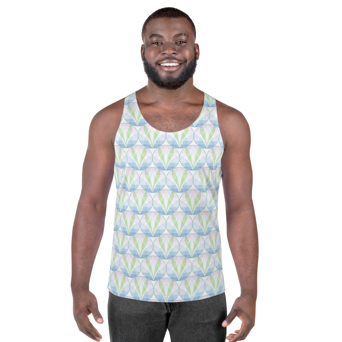 Urban Landscape Men's Tank Top in an outdoor setting