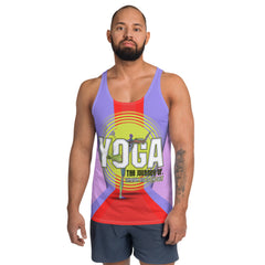 Front view of Mindful Stretch Men's Tank Top for yoga.
