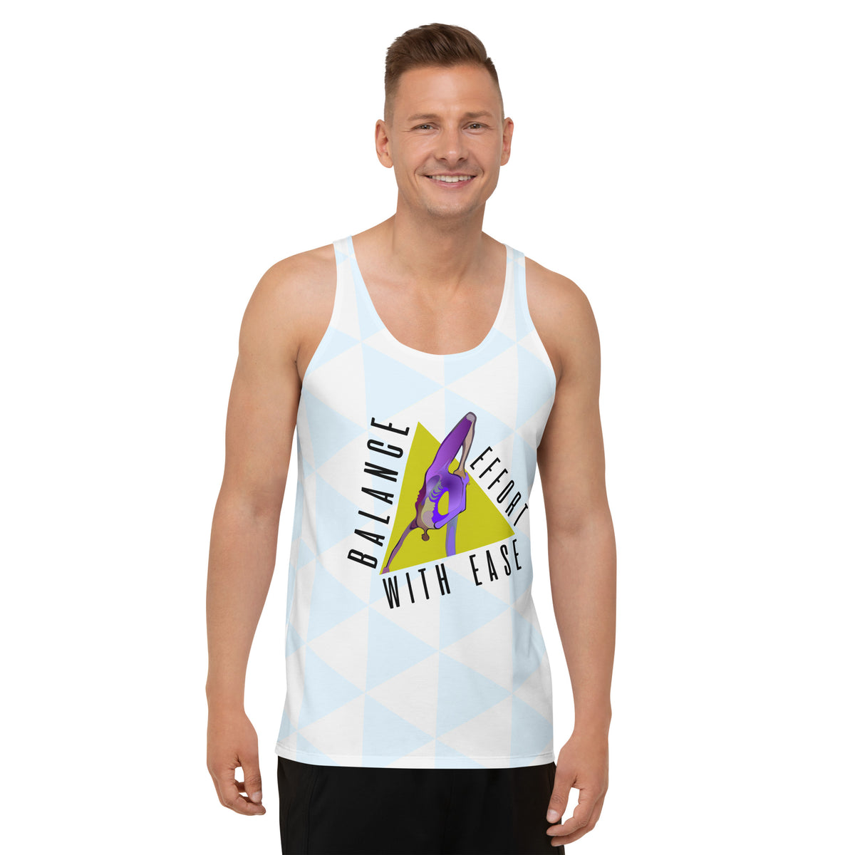 Front view of Flow State Men's Tank Top in breathable fabric.
